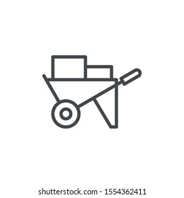 Wheelbarrow Flat Design Line Vector