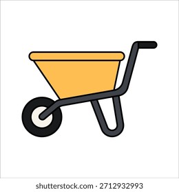 Carretilla de carga de estilo de diseño plano que simboliza el trabajo de construcción ideal para ilustraciones de obras de construcción y gráficos de trabajo.