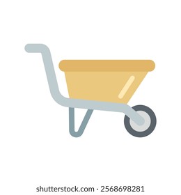 Wheelbarrow flat icon. Colorful vector illustration of a garden tool. Suitable for gardening, construction, farming, or landscaping concepts. Ideal for apps and websites.