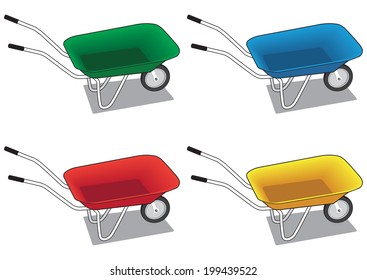Wheelbarrow in four different colors