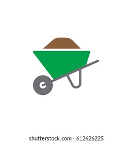 Wheelbarrow full colorful vector icon, filled flat sign, solid pictogram isolated on white. Symbol, logo illustration. Pixel perfect