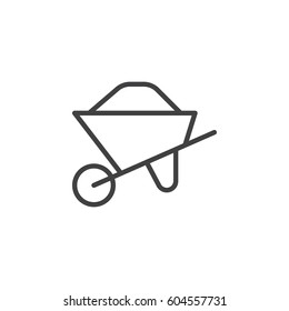 Wheelbarrow full line icon, outline vector sign, linear style pictogram isolated on white. Symbol, logo illustration. Editable stroke. Pixel perfect