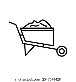 Wheelbarrow full line icon, vector flat black simple linear illustration for web and app..eps