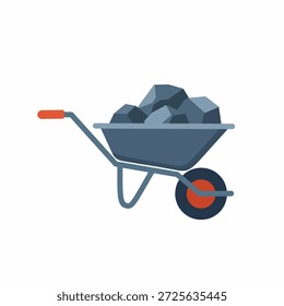 Carretilla llena de rocas ilustración para la construcción y la minería