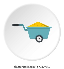 Wheelbarrow full of sand icon in flat circle isolated vector illustration for web svg