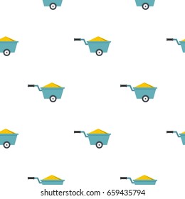 Wheelbarrow full of sand pattern seamless flat style for web vector illustration