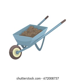 Wheelbarrow full of soil or compost cartoon vector Illustration svg