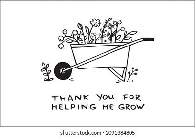 Wheelbarrow garden cart with thank you slogan