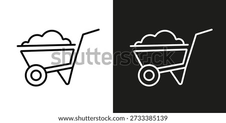 Wheelbarrow or garden cart - vector editable line icon.