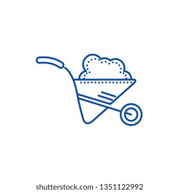 Wheelbarrow garden line icon concept. Wheelbarrow garden flat  vector symbol, sign, outline illustration.