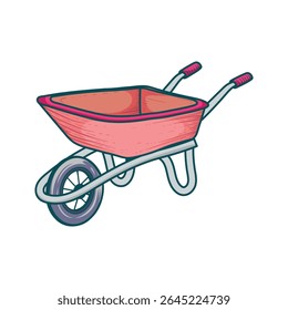 wheelbarrow garden tool vintage style illustration