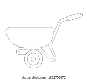 Wheelbarrow for the garden and vegetable garden. For transportation of soil, tools, plants. Garden tools. Can be used to design thematic articles on the theme of the garden, spring, and also as colori