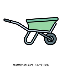 wheelbarrow for gardening in spring using soft color and filled line style
