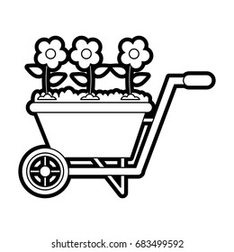 wheelbarrow gardening tool icon image