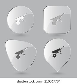 Wheelbarrow. Glass buttons. Vector illustration.