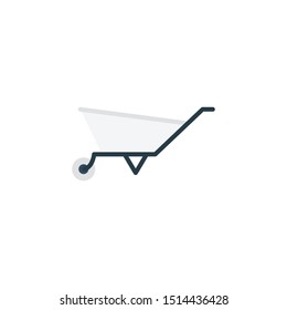 wheelbarrow glyph flat vector icon