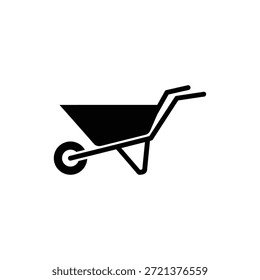 Wheelbarrow Glyph Icon Representing Construction Tool or Material Transport