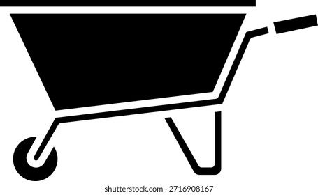 Wheelbarrow Glyph Icon Vector Illustration
