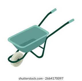Wheelbarrow - hand drawn isometric vector illustration.