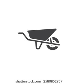 Wheelbarrow with handles and a wheel vector icon. filled flat sign for mobile concept and web design. Wheelbarrow glyph icon. Symbol, logo illustration. Vector graphics