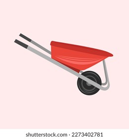 Wheelbarrow hardware flat vector illustration. Cute wheelbarrow hardware item cartoon vector illustration for graphic design and decorative element