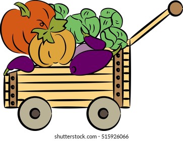 Wheelbarrow with harvest