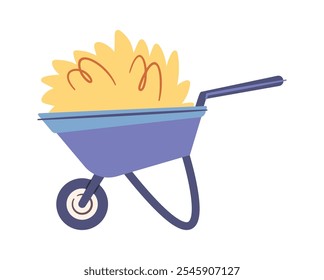 Wheelbarrow with hay vector illustration