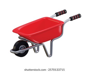 Wheelbarrow icon 3d render concept of construction trolley icon vector illustration