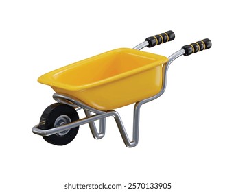 Wheelbarrow icon 3d render concept of construction wheel trolley icon vector illustration