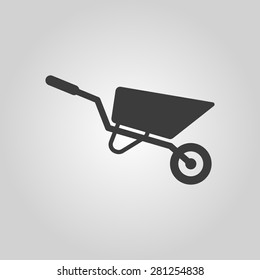 The wheelbarrow icon. Barrow symbol. Flat Vector illustration