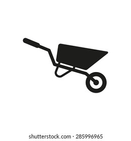 The wheelbarrow icon. Barrow symbol. Flat Vector illustration