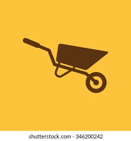 The wheelbarrow icon. Barrow symbol. Flat Vector illustration