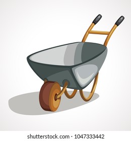 Wheelbarrow icon in cartoon style isolated on white background. Build and repair symbol stock vector illustration.