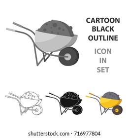Wheelbarrow icon in cartoon style isolated on white background. Build and repair symbol stock vector illustration.