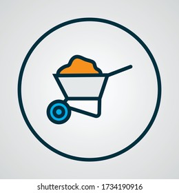 Wheelbarrow icon colored line symbol. Premium quality isolated cart element in trendy style.