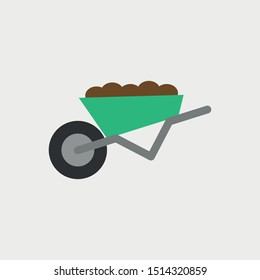 Wheelbarrow Icon. Construction Concept, Cartoon of Sickle Vector Icon for Web Design Isolated on White Background - Vector