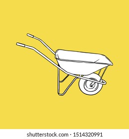 Wheelbarrow Icon. Construction Concept, Cartoon of Sickle Vector Icon for Web Design Isolated on White Background - Vector