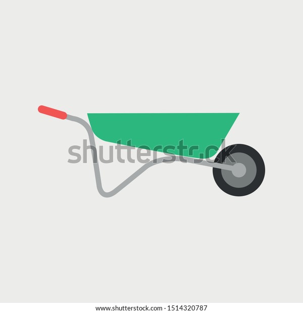 Wheelbarrow icon, Construction Concept, Flat Style. -\
Vector 