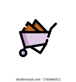 wheelbarrow icon construction in filled outline