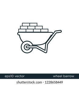 wheelbarrow icon construction symbol vector logo template
