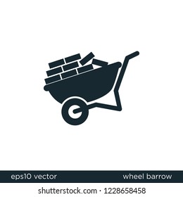 wheelbarrow icon construction symbol vector logo template