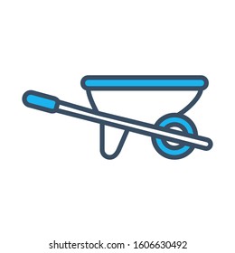 Wheelbarrow  icon design template, vector icon designed in filled color style on white background, can be used for web, mobile, UI and various needs of your project