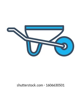 Wheelbarrow  icon design template, vector icon designed in filled color style on white background, can be used for web, mobile, UI and various needs of your project