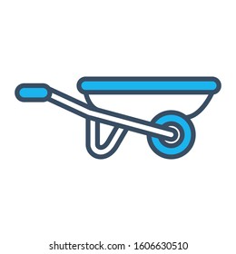 Wheelbarrow  icon design template, vector icon designed in filled color style on white background, can be used for web, mobile, UI and various needs of your project