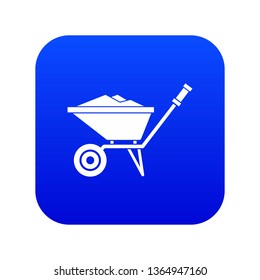 Wheelbarrow icon digital blue for any design isolated on white vector illustration svg