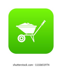 Wheelbarrow icon digital green for any design isolated on white vector illustration svg