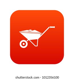 Wheelbarrow icon digital red for any design isolated on white vector illustration