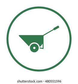  Wheelbarrow icon. Flat design.