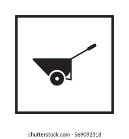  Wheelbarrow icon. Flat design.