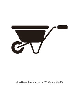 Wheelbarrow icon. Flat silhouette version.